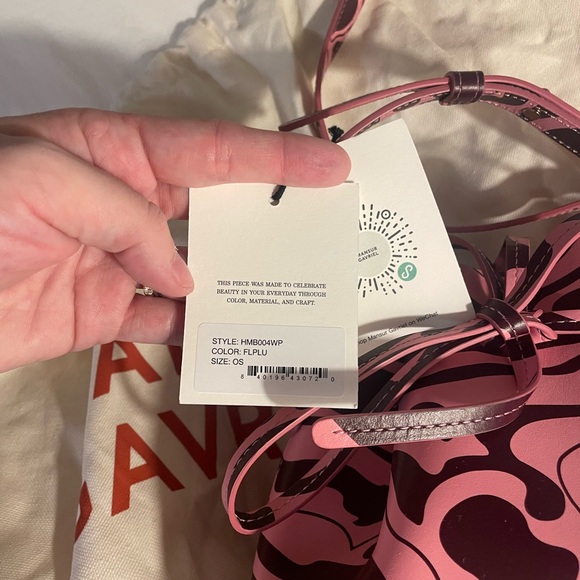 NWT Mansur Gavriel Mini Bucket Bag in Marble Flamingo/Plum - Picture 5 of 8